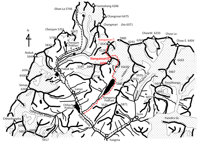 ナンガマリ２峰（6209m） Nangamari周辺図
